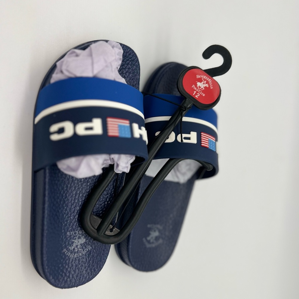 Beverly Hills Boys Slides Non-Slip (Toddler-Big Kid), Navy Blue size 12 - Picture 5 of 6